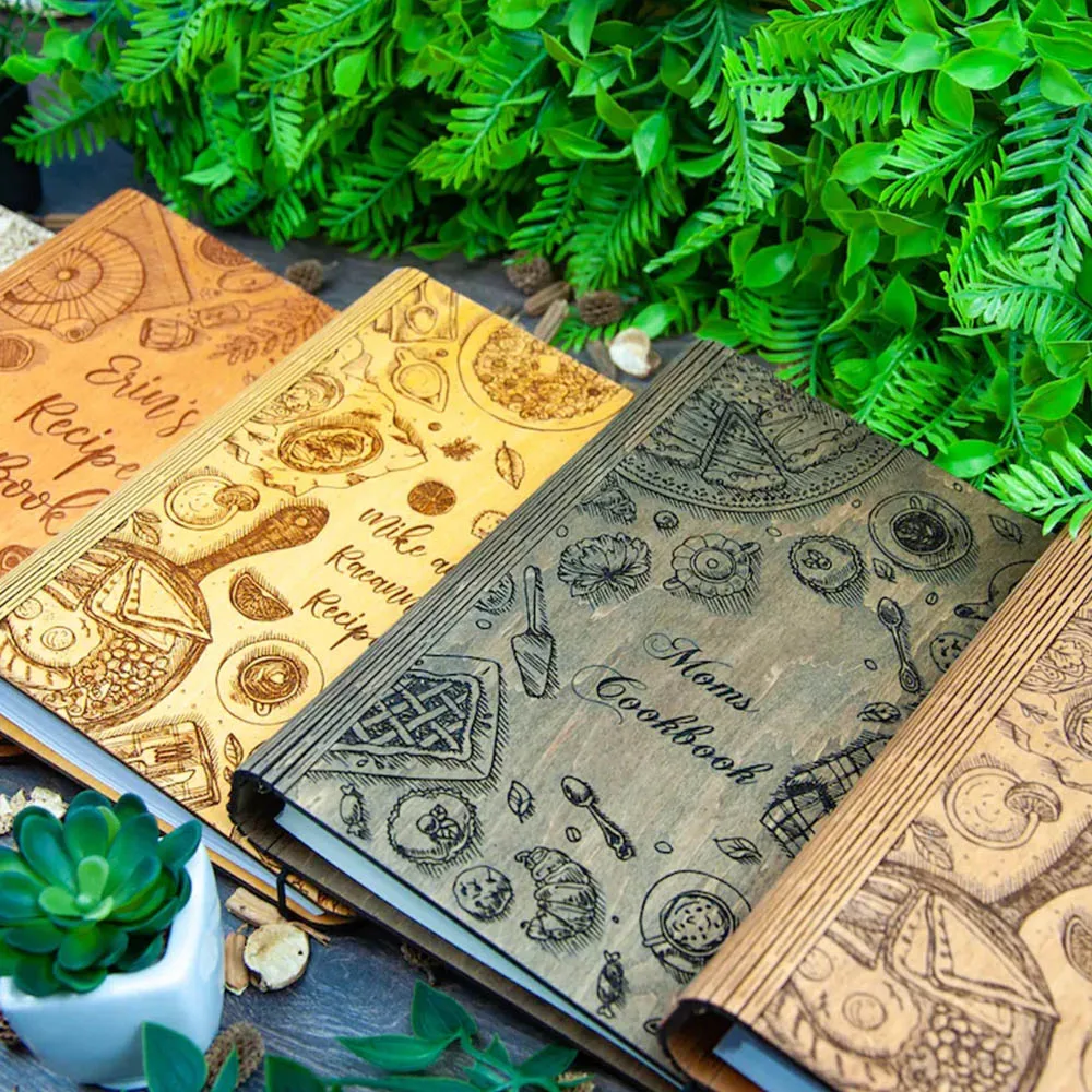 Индивидуальная книга для рецептов деревянная кулинарная чистый рецепт связующий подарок дочери и мамы ее пользовательский журнал