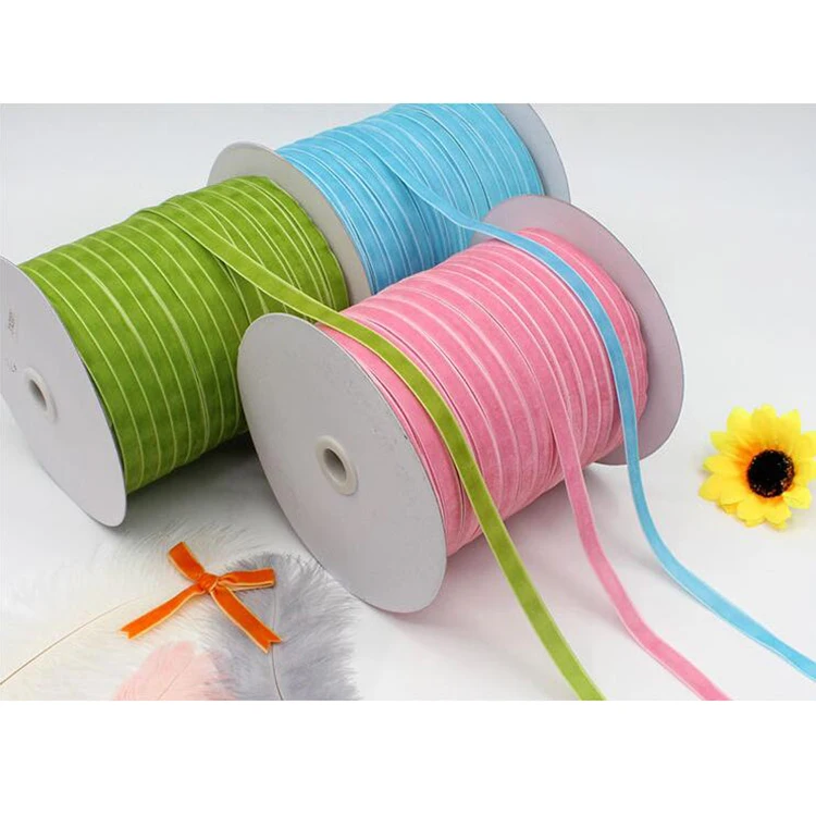Garment decoration use colorful velvet ribbon 10mm soft velvet fabric ribbon wholesale