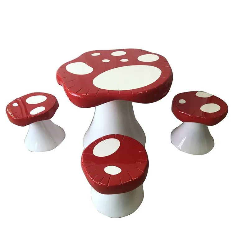 Mushroom table and stool set garden fiberglass decoration
