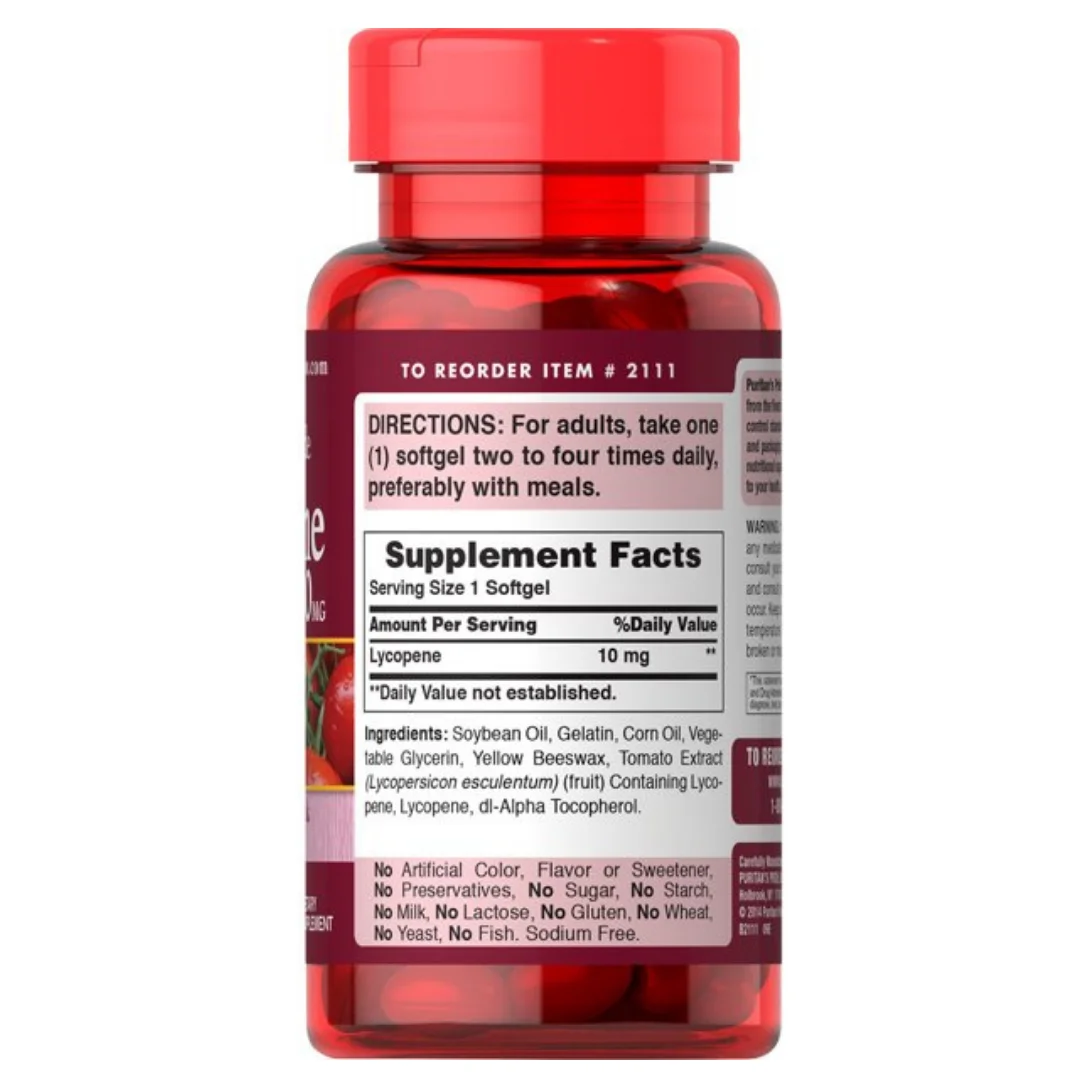 Ликопиновая добавка для поддержки здоровья сердца простаты 10 мг мягкие гели 100 списка пуритановая гордость Международный дистрибьютор США