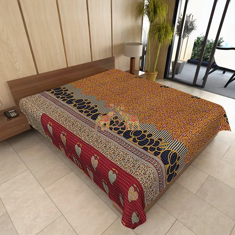 Best Arrivals of Cotton Handmade Printed Kantha Quilts Vintage Hand Technics Kantha Colorful Quilt Old Sari Kantha Throw