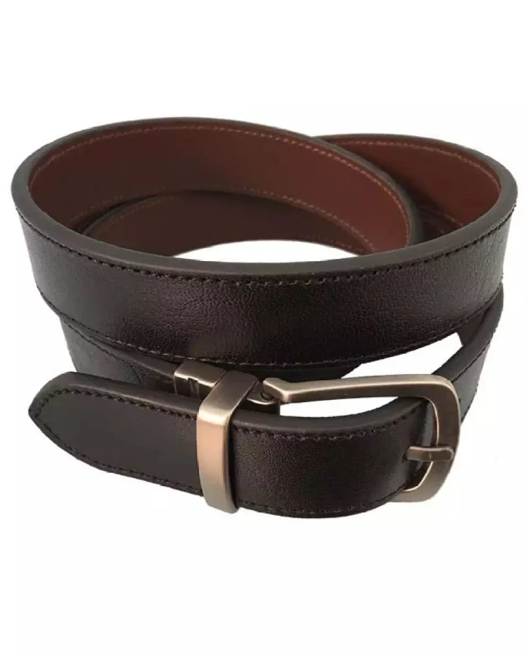 Handmade Leather Belt with Stitched Stainless Steel or Brass Buckle-Belts