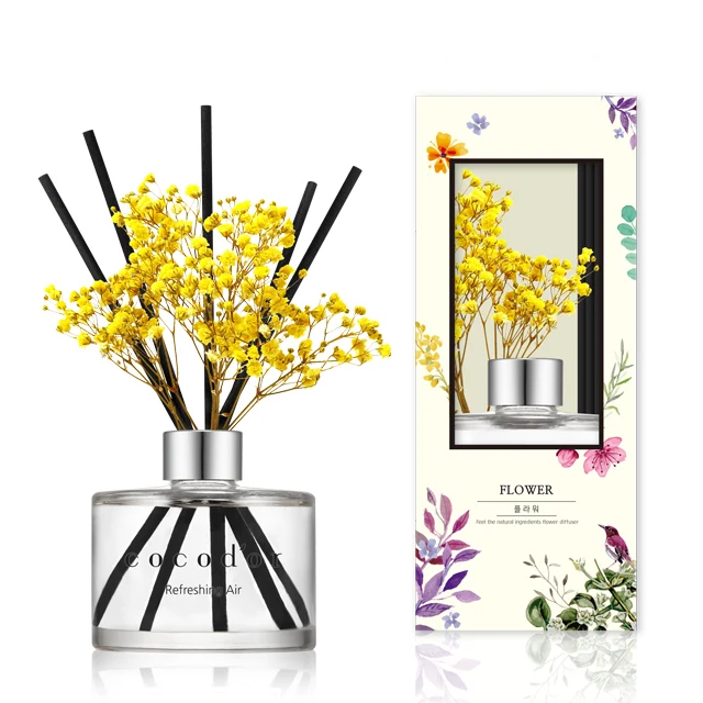 Reed Diffuser with Preserved Flower, cocodor, Refreshing Air Reed Diffuser, Fragrance, 6.7oz