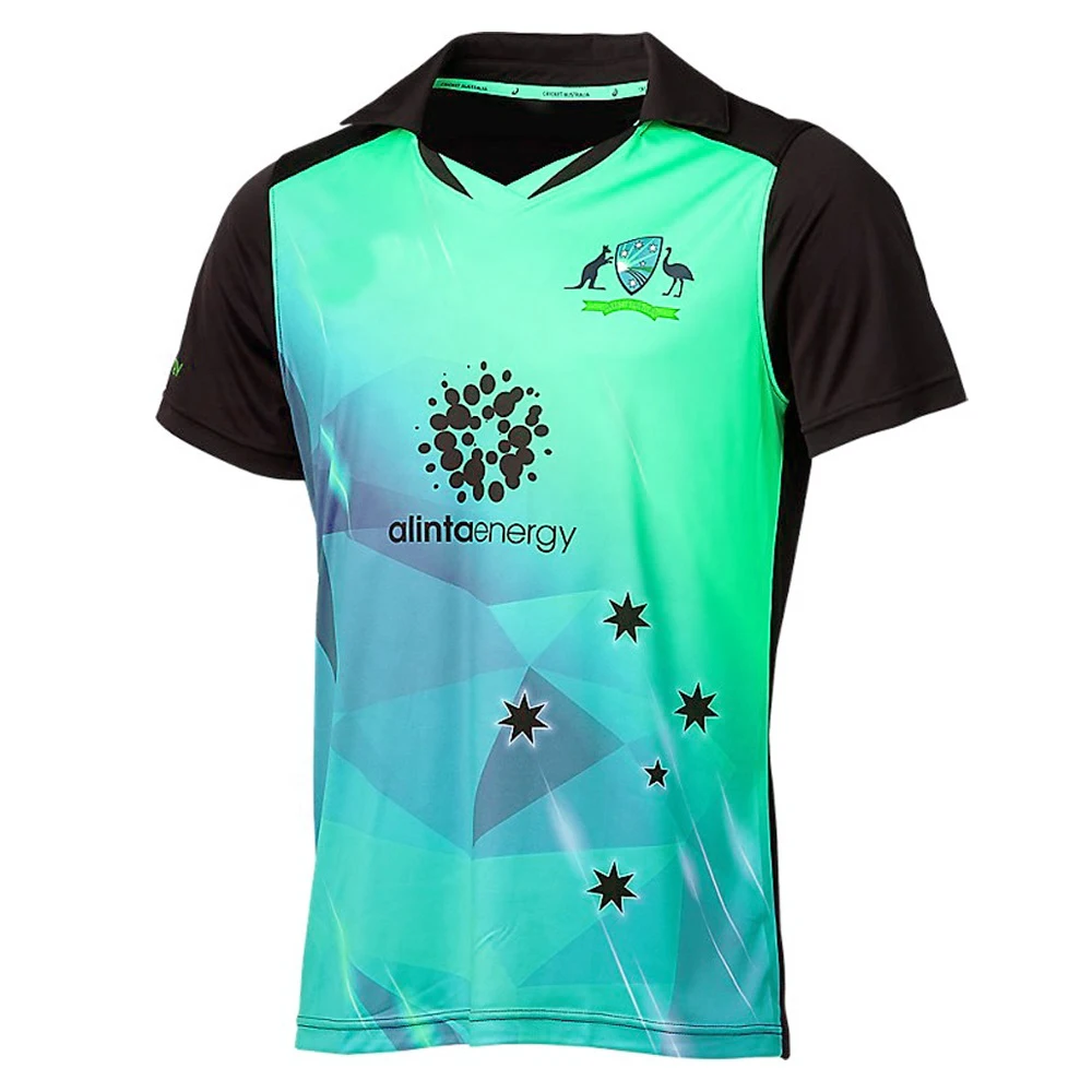 custom sublimated team cricket t shirts top design full hand Australia cricket jersey 2021-22