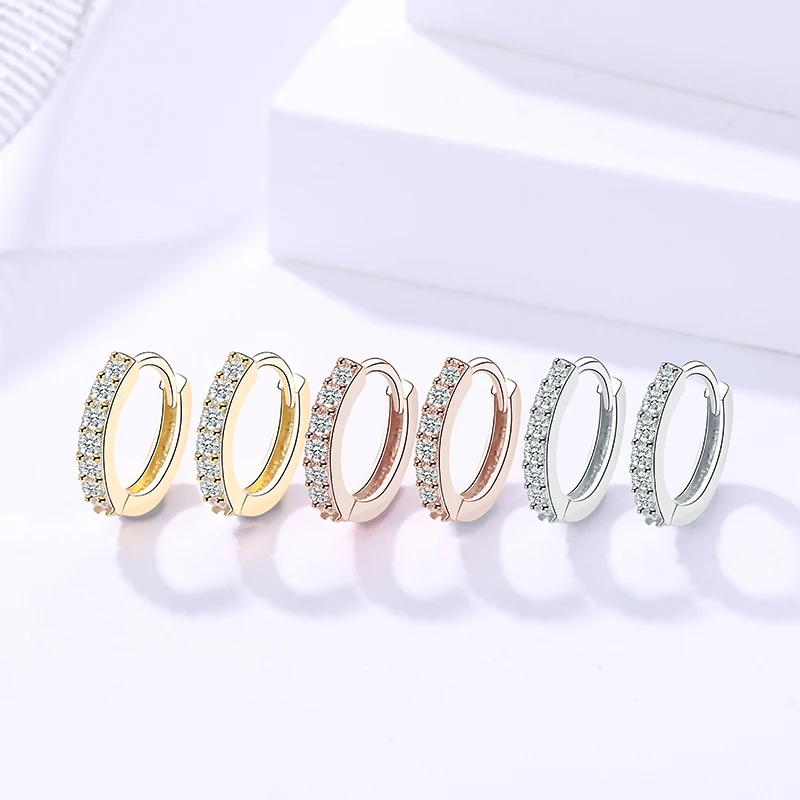  Корейские серьги huggie из стерлингового серебра 925 пробы с микрозакрепкой фианита от