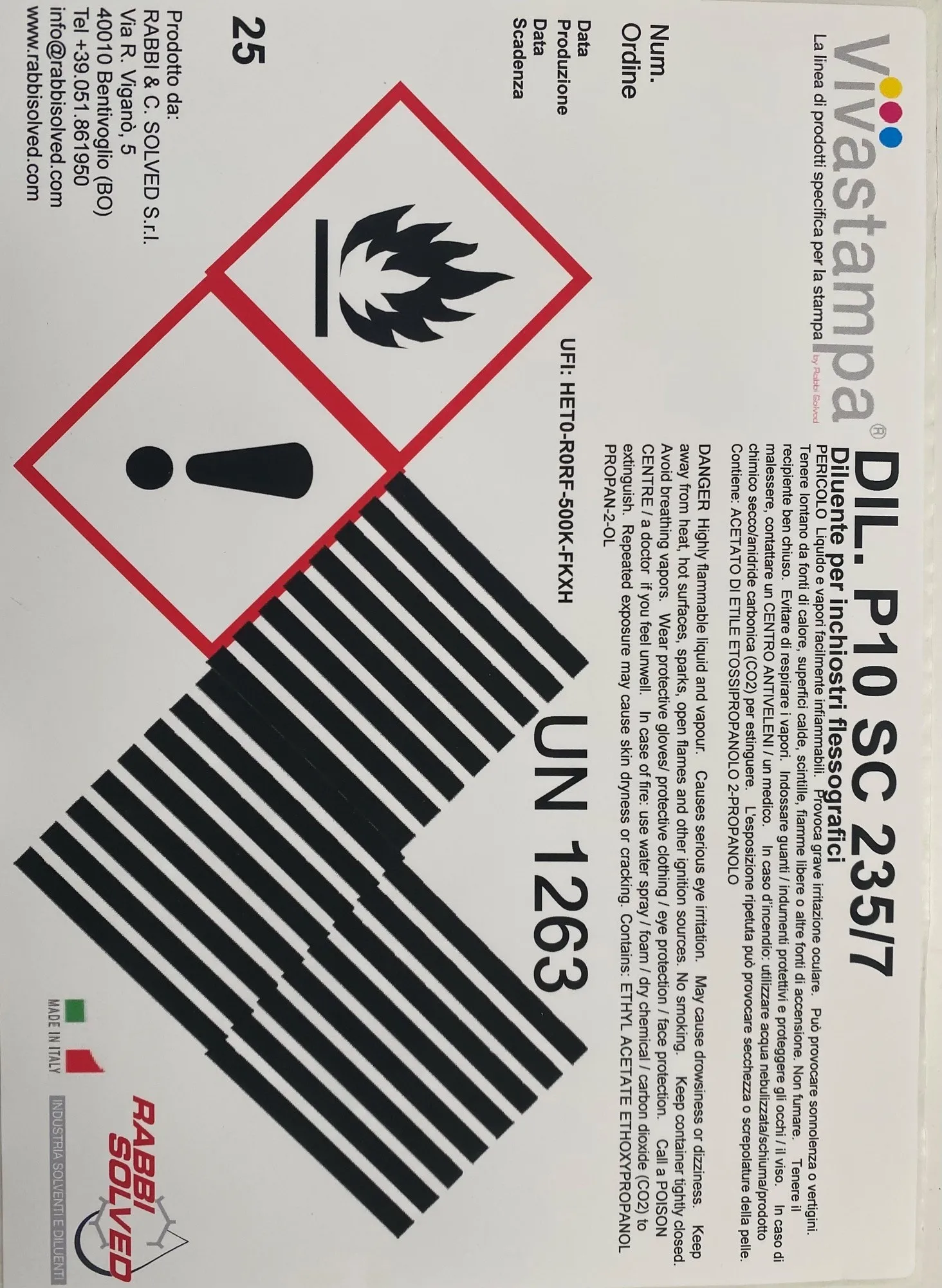 Ink  THINNER with RETARDER for  Flexographic Printing with Ethanol, Ethyl Acetate, Isopropanol and Ethoxypropanol