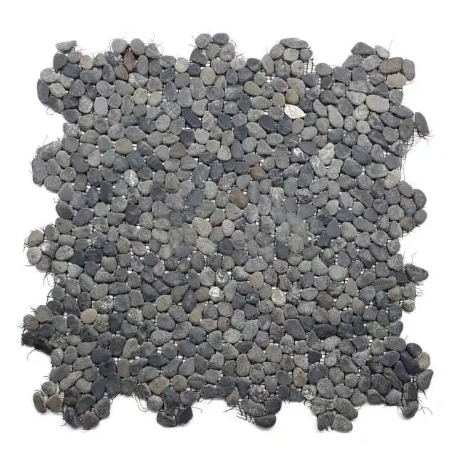 Dark color grey black mini pebble tiles used for indoor and outdoor