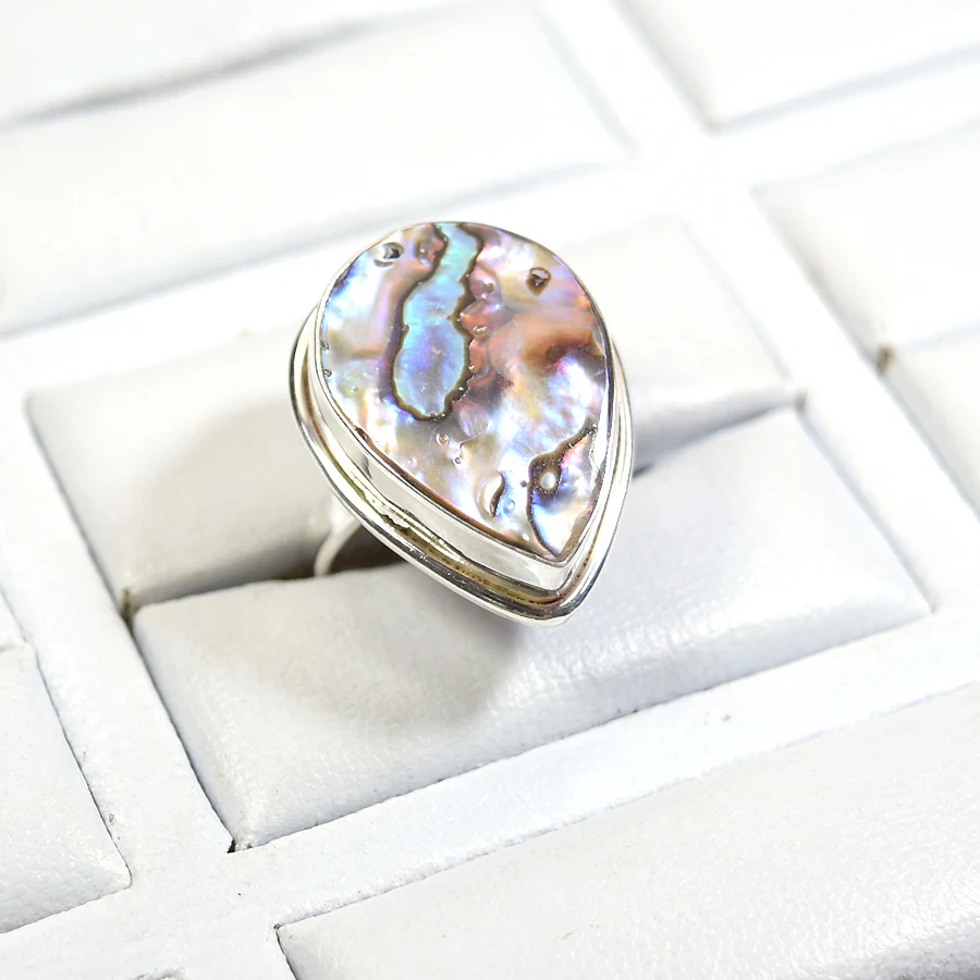 Abalone Shell Gemstone 925 Pure Silver Jewelry Women Ring