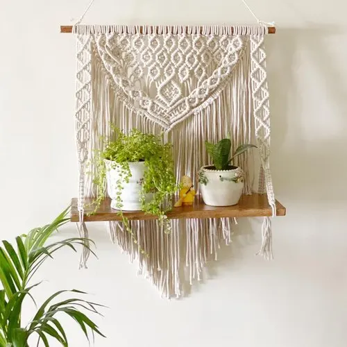 Macrame Shelf Wall Hanging in Natural Color Used for Home Decor Wall Decor Living Room Bed Room Office