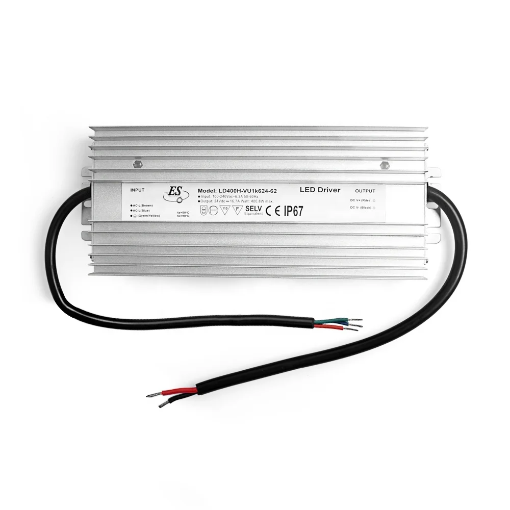 24v 16.7A 301 - 400W 90-264V Es постоянное напряжение без мерцания водонепроницаемый Ip67