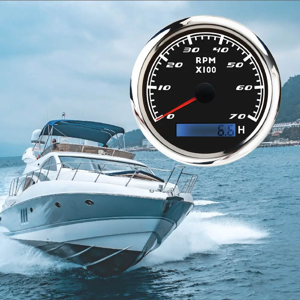 Тахометр PROSPORT SWM series водонепроницаемый GPS-датчик из нержавеющей стали 316 85 мм 12 В 24 С противотуманной светодиодной подсветкой