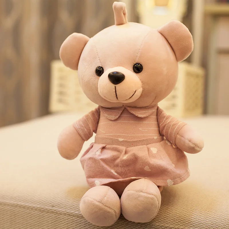 Рекламный подарок 28 см розовое зеленое платье плюшевый мишка плюшевая игрушка для машины-крана