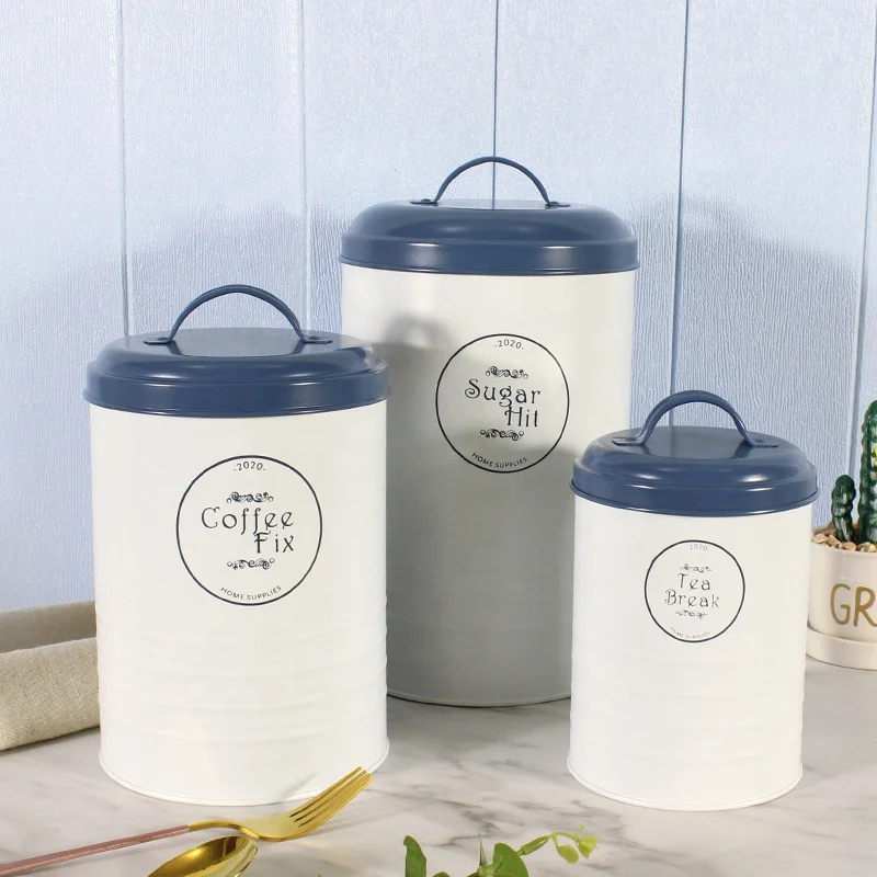 Airtight Lid Tabletop Kitchen food Storage box tea coffee sugar canister set