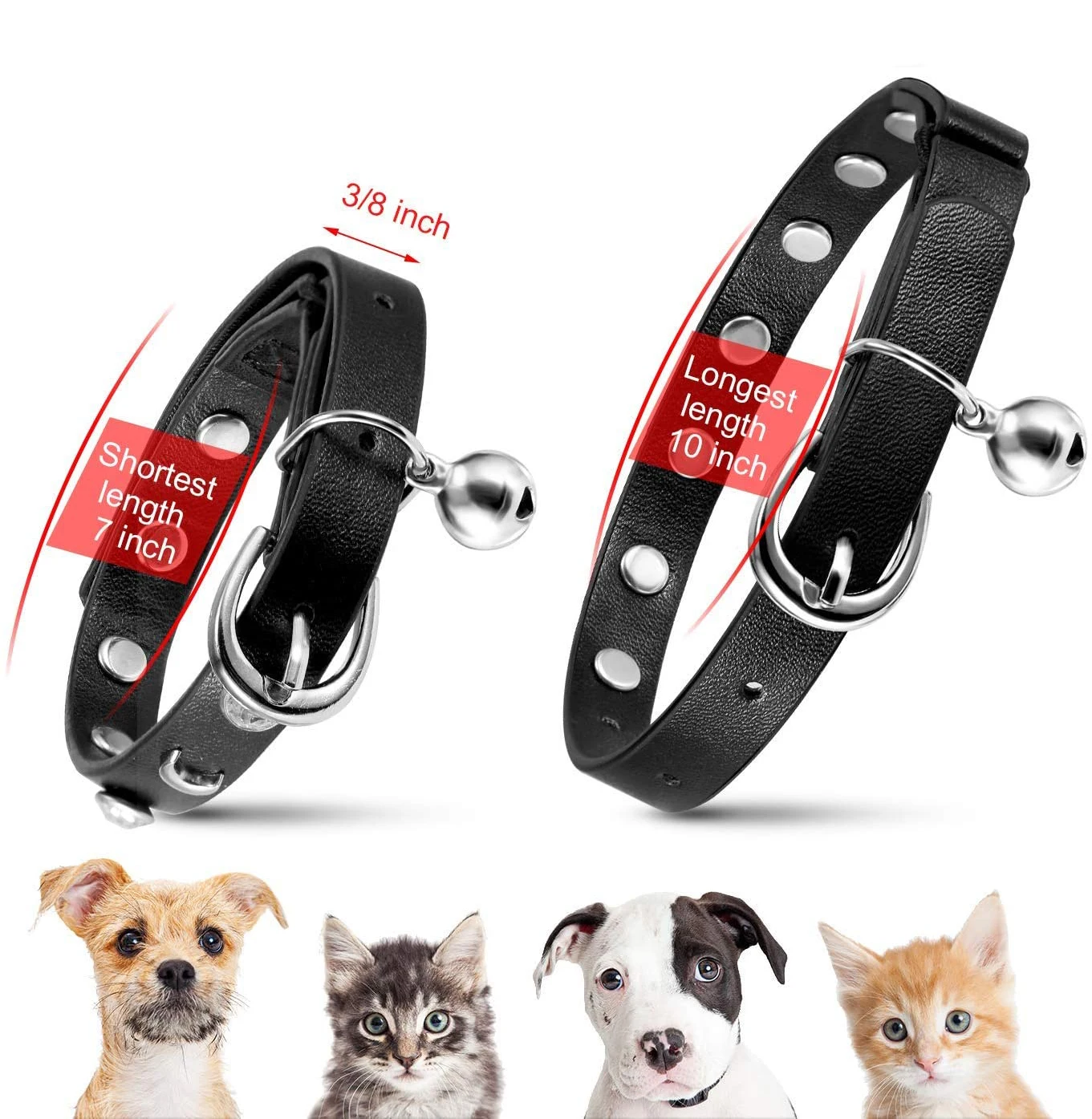 Great Soft Leather Durable Leather Cat Collar Pet Collar Accessories with Premium Diamond & Moon Rivet