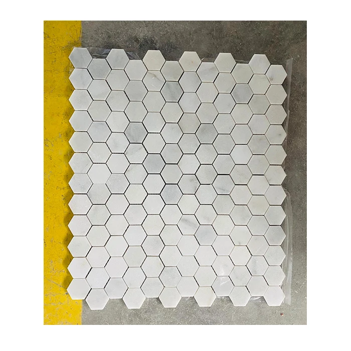 Kitchen Bathroom Wall White Calacatta Marble Look Ceramic Honeycomb Mosaic Backsplash Floor Tile Hexagon Turkey Supplier