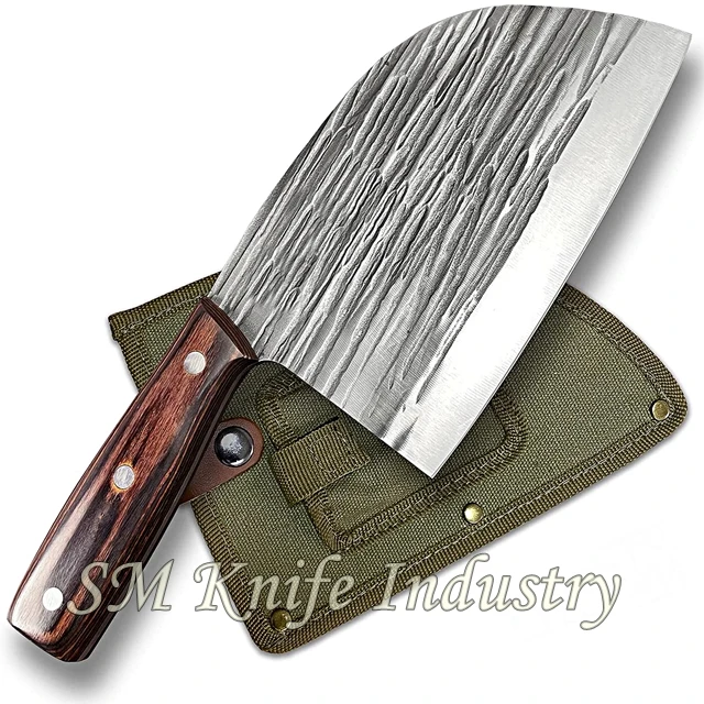 Damascus Chopper Cleaver Knife DAMASCUS Steel Blank Blade Knifes Daily Kitchen Tools Carbon Steel G10 (smk2017)