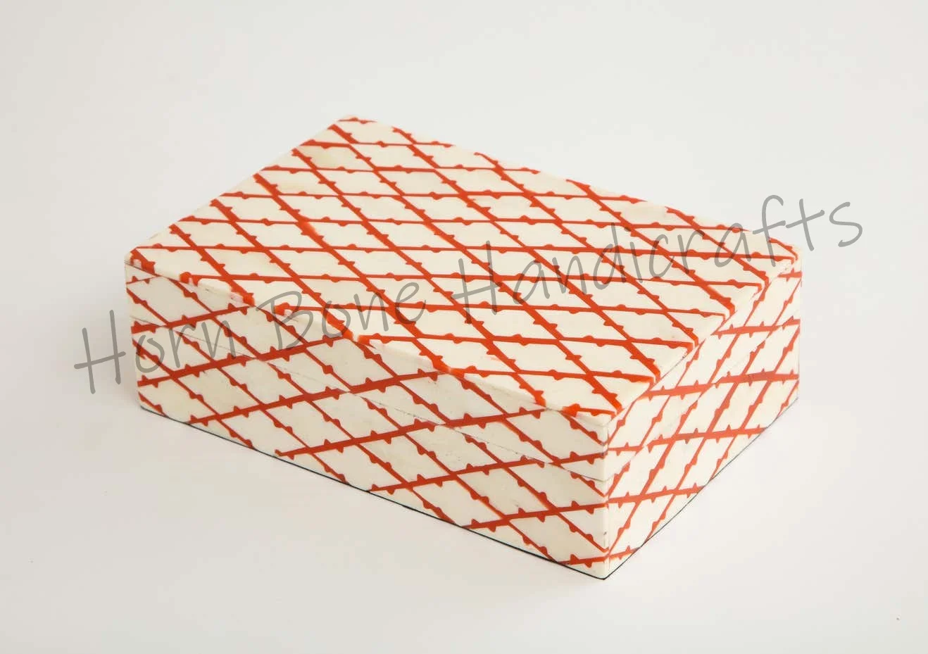 Wholesale Rectangular Bone Inlay Decorative Box in Tomato Red Color Bone Inlay Storage Box Tableware Decor Handicrafts in India