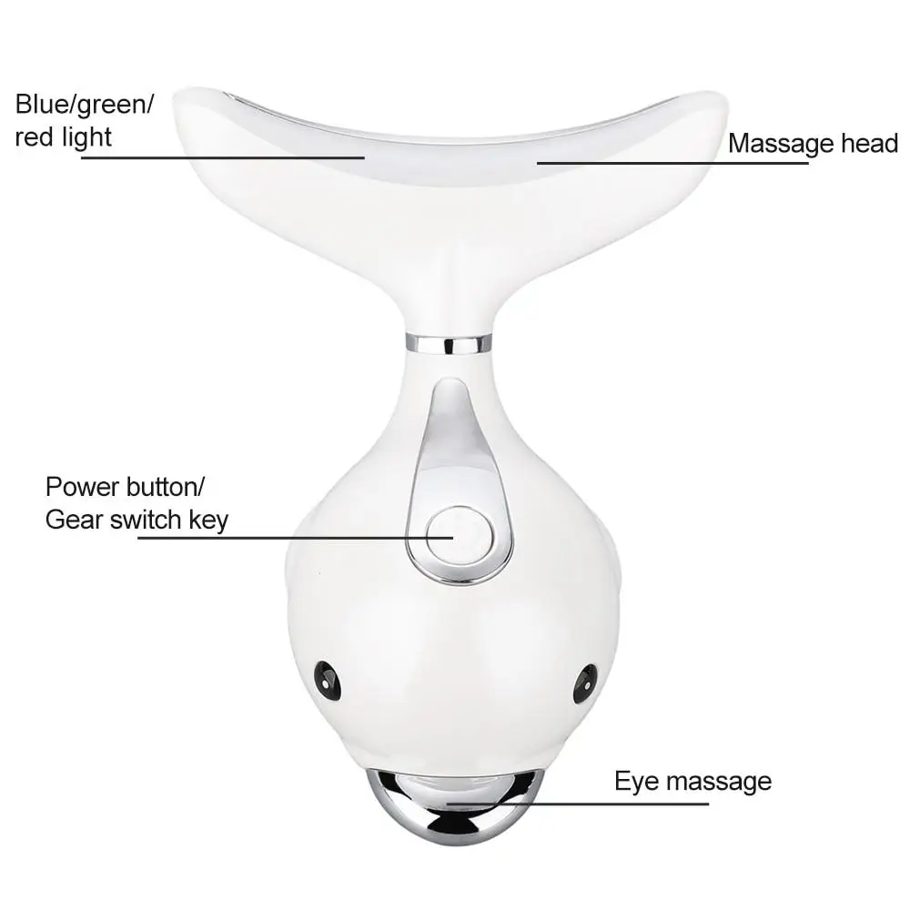 
 3 вида цветов Led маска для лица массажер для шеи Фотон Отопление терапия Уход за кожей лица удаления морщин машина для уменьшения двойного подбородка, подтяжка кожи  