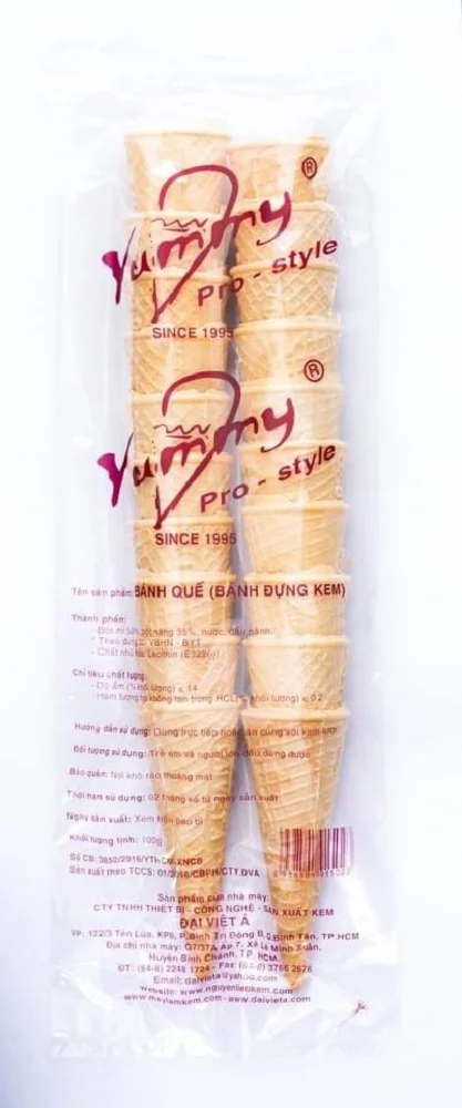 
Flare Top Cone DVA0004 Yummy Ice Cream Brand High Quality Good Packaging Customized Waffle Cone Biscuit 