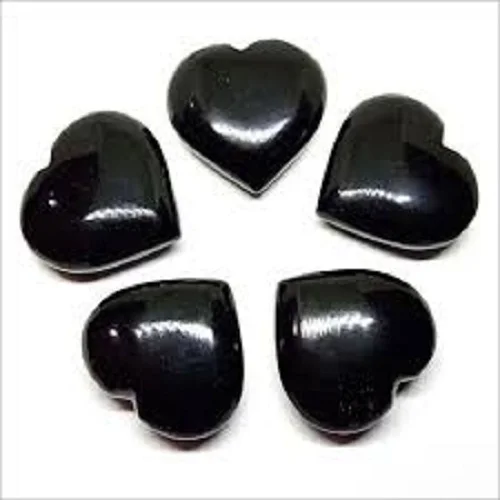 WHOLESALE NATURAL CRYSTAL STONE  BLACK OBSEDIAN   PUFFY HEART SHAPED STONE :GEMSTONE PUFFY HEART