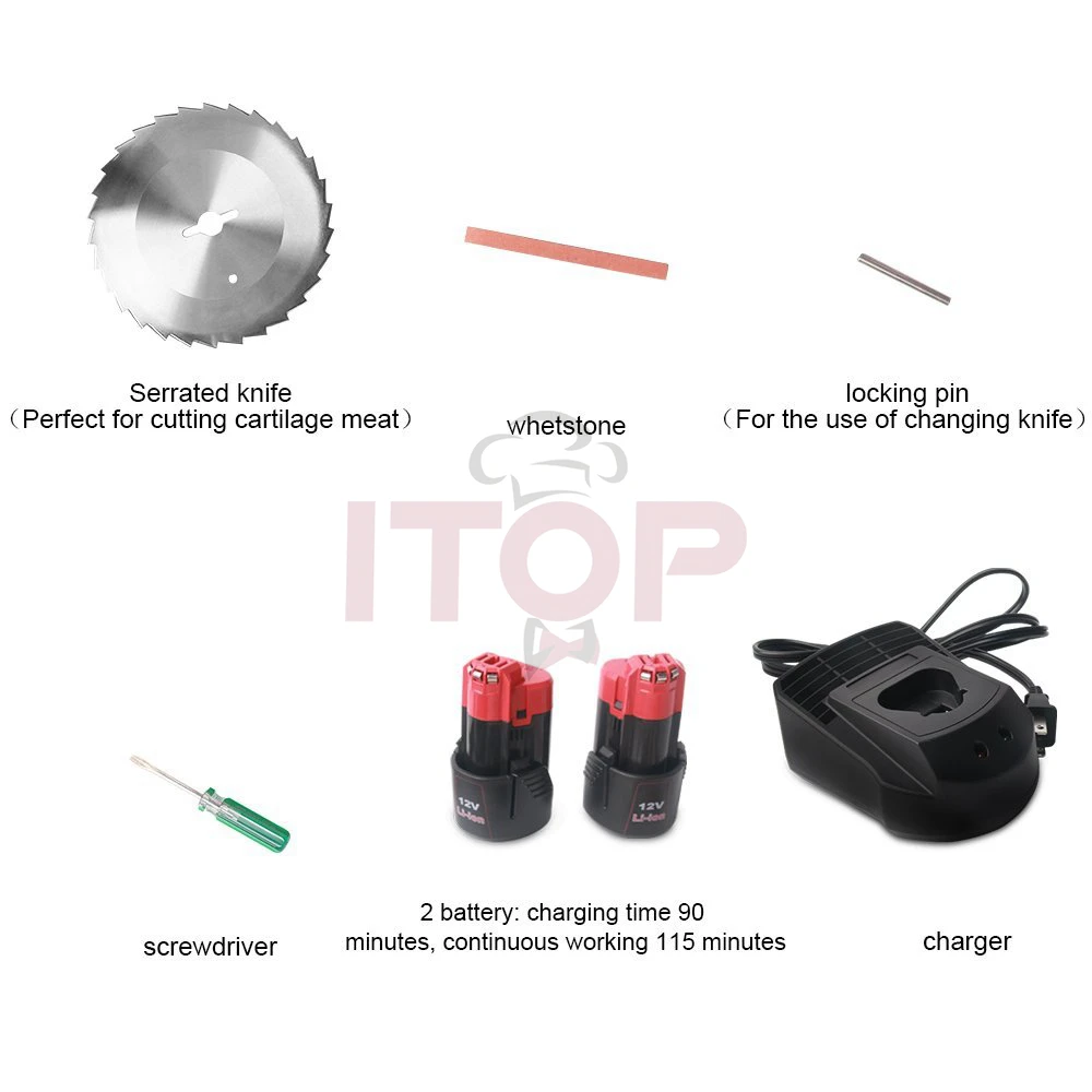 ITOP Electric kebab knife for doner slicer Wireless Stainless steel doner kebab knife cut meat Gyro Shawarma kebab knife slicer