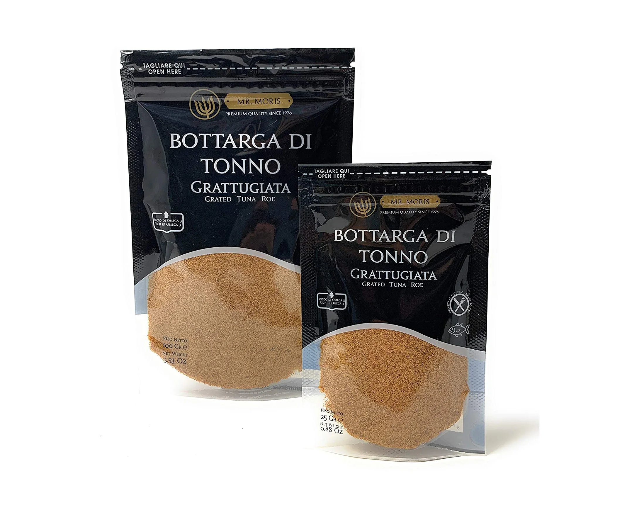 Премиум качество тертый желтоплавник тунец Bottarga мистер Морис Сделано в Италии Кошерный в Дой пакете 25 г