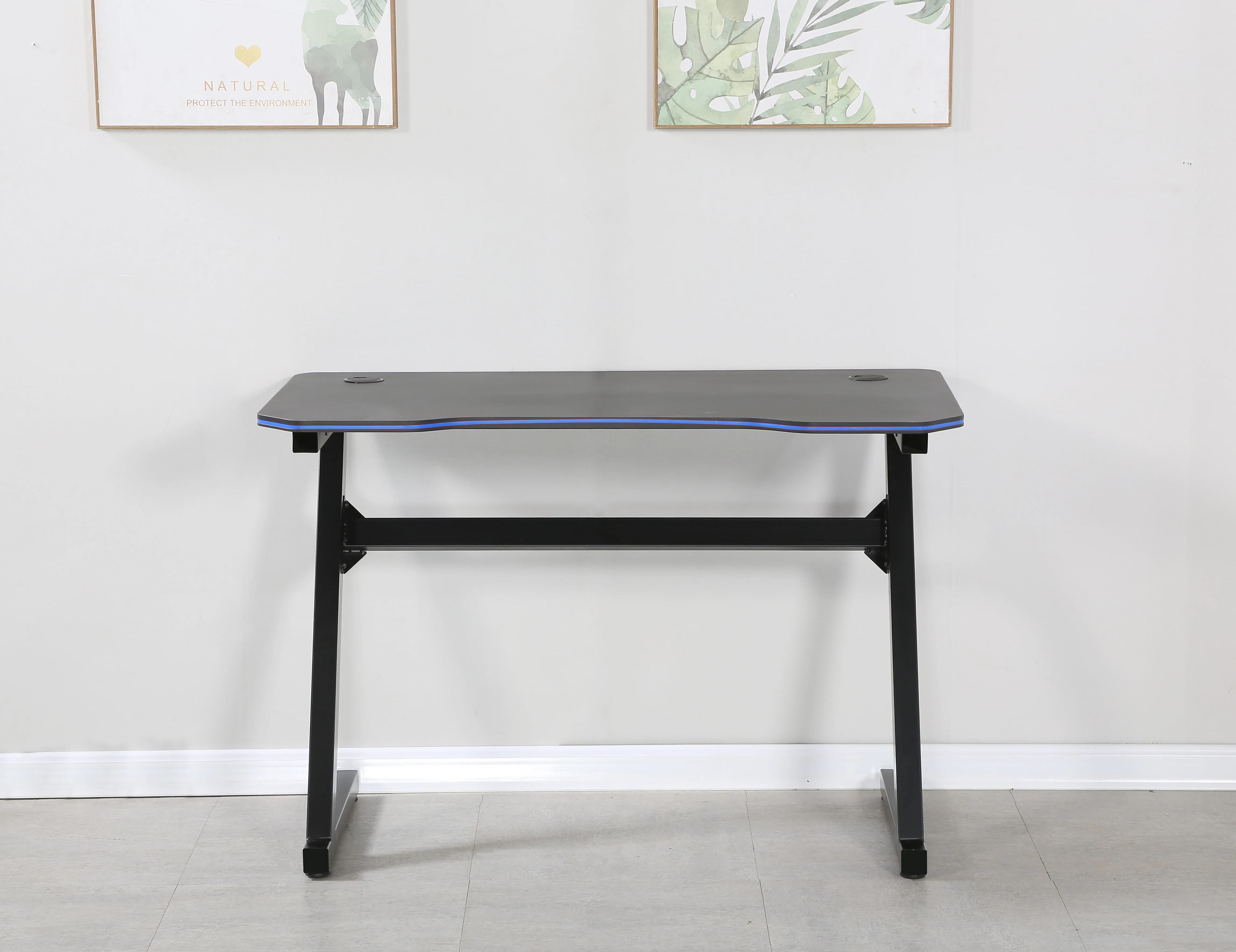 Simple design custom size desktop blue red color MDF board computer table with USB hub