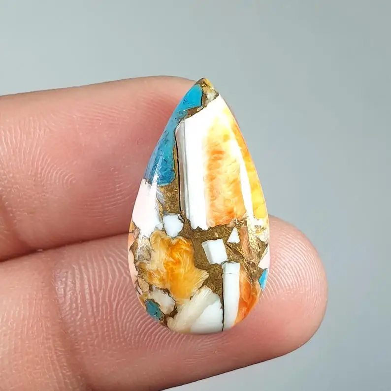 Jewelry Making Natural Oyster Turquoise Cabochon Stone Smooth Pear Cut Shape Turquoise Loose Gemstones at Affordable Prices OEM