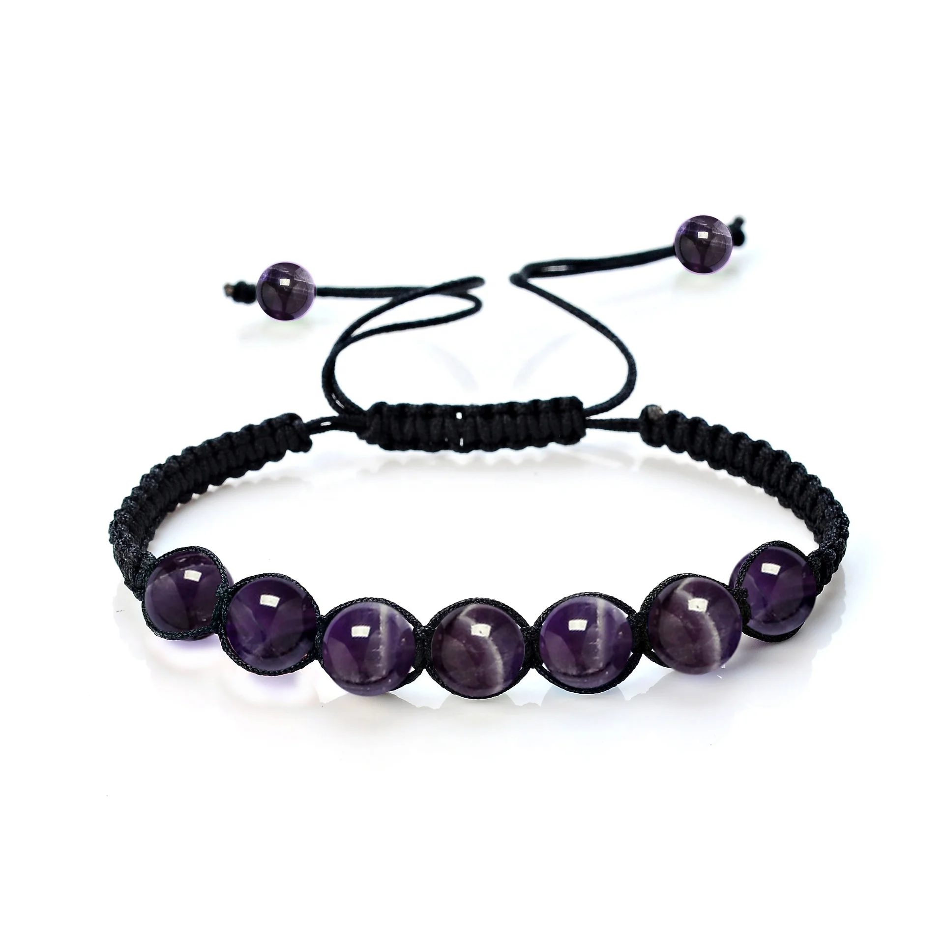 Wholesale Fashion Natural Stone Tiger Eye Adjustable Wrap Bead Thread Bracelet for Kids Boys