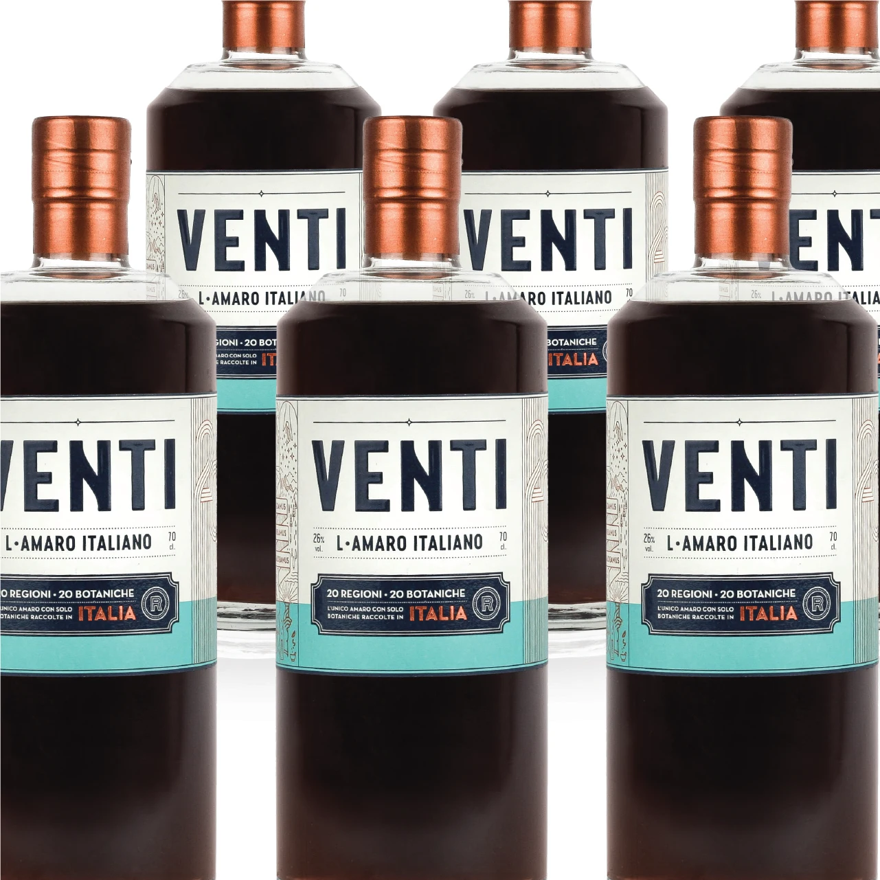 Top quality Made in Italy Bitter Liqueur VENTI case (6 bottles) for cocktail bars