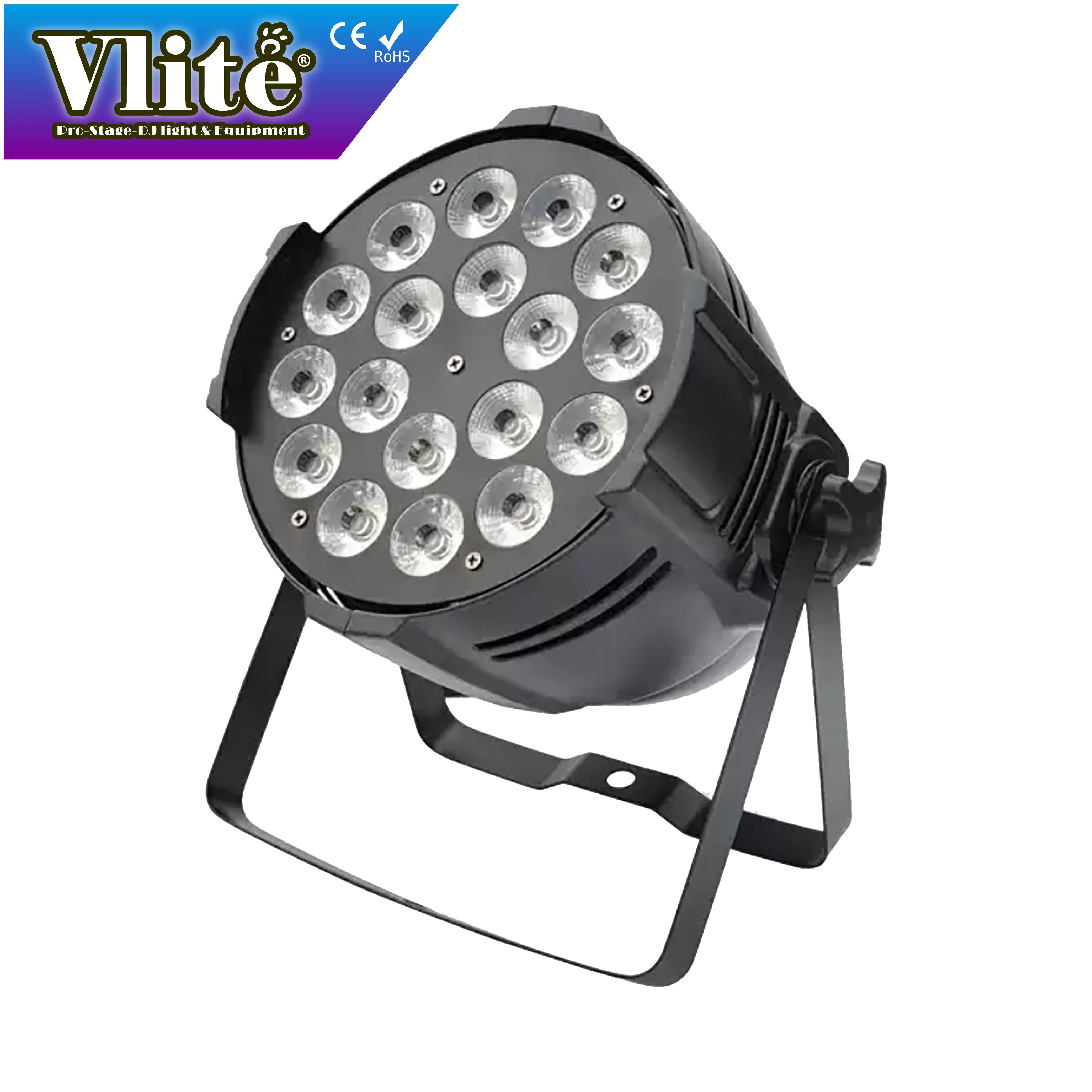 18 x 10W 5-in-1 LED PAR Spotlights RGBWA UV White Projection Lights with Wireless DMX Control for Hotel 12V Power