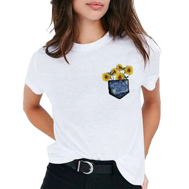 
women graphics T Shirt Double Mercerized Cotton digital printed shirts 