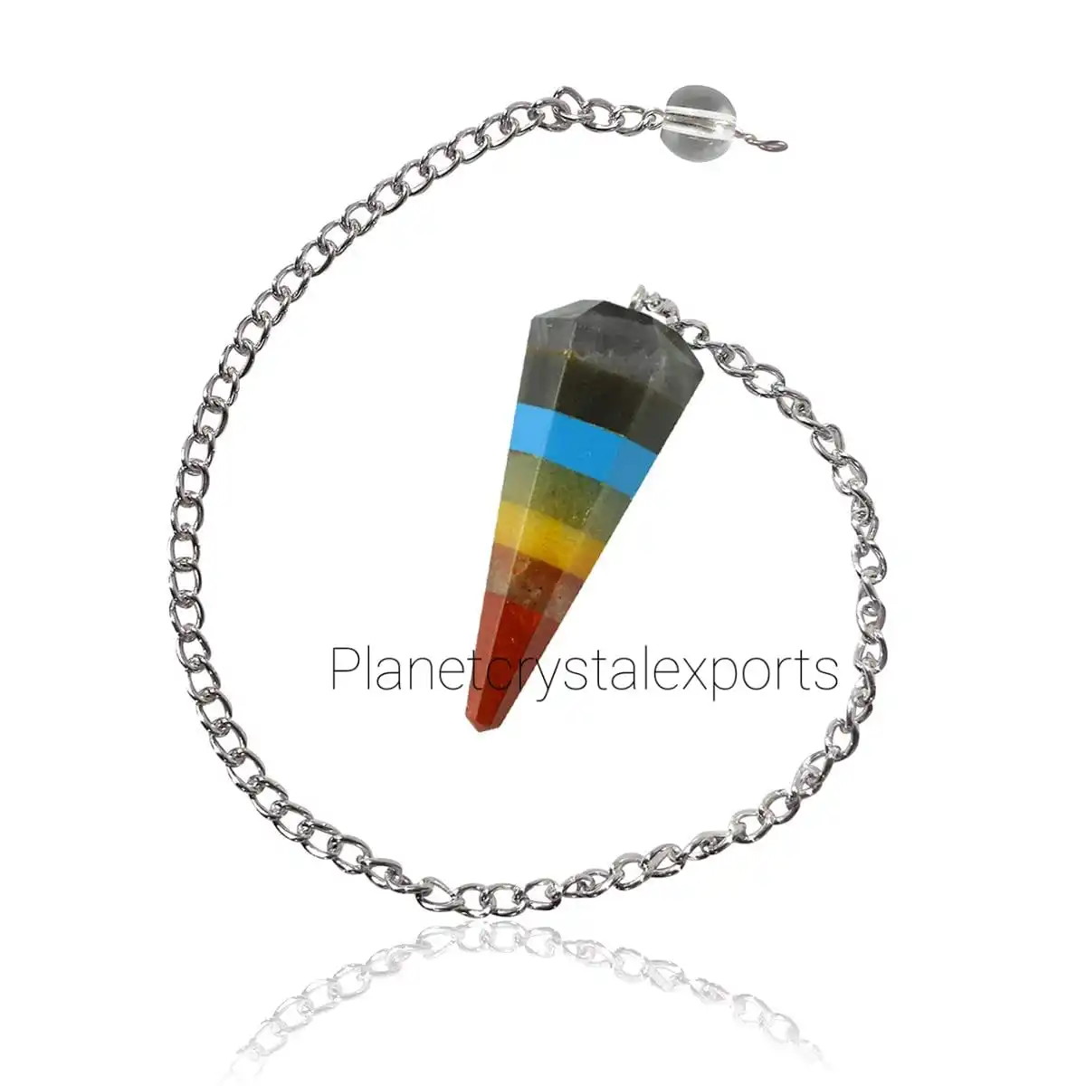 7 Chakra Bonded 6 Faceted Pendulum | Gemstone Agate Feng Shui Pendulums | Chakra Reiki Healing Pendulum Jewelry