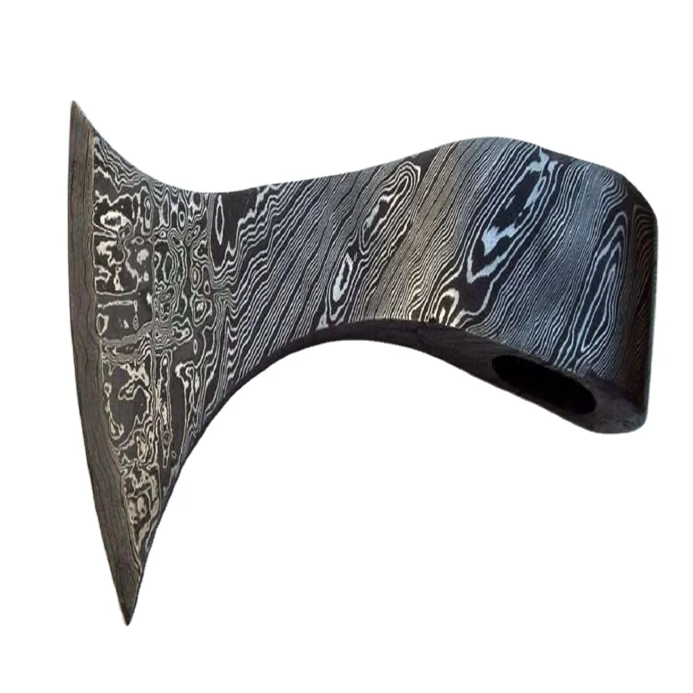 custom handmade damascus steel hunting forged Viking axe head