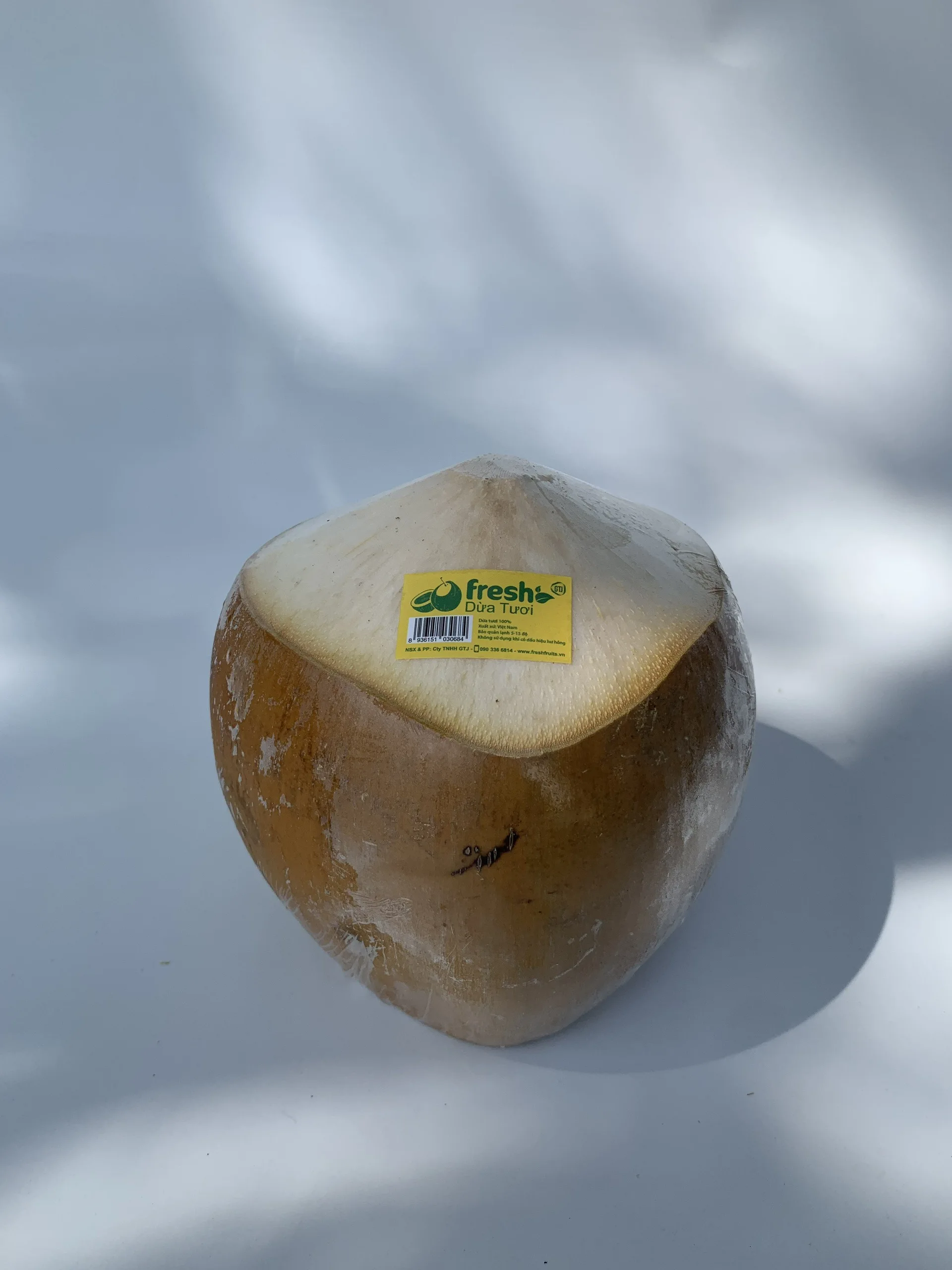 Semi-Husked Young Coconut Cling film wrap Packing Green or red Colours Hat Cut Shape Coconut from Vietnam