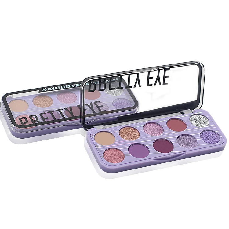 Hot Sales Factory Cosmetics High Pigment Private Label 10 Color Matte And Glitter Makeup Eyeshadow Palette