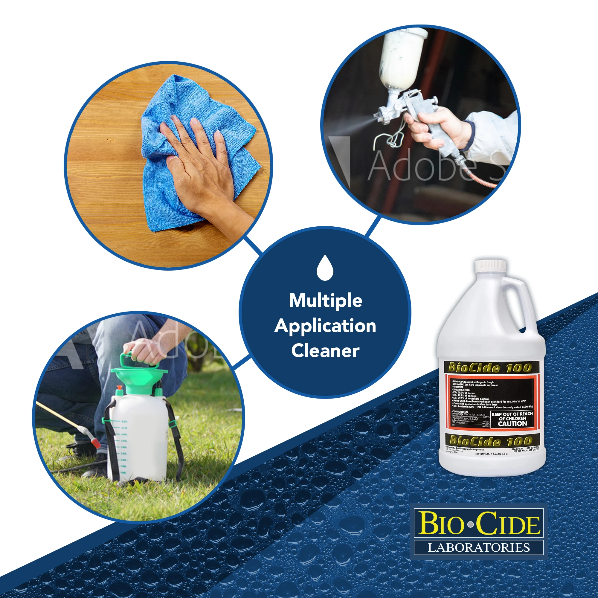 Biocide 100 Multi-Purpose Mold and Mildew Cleaning Spray DIY Mold, Mildew and Fungi Remover Eliminates Bacteria (1-Gallon)