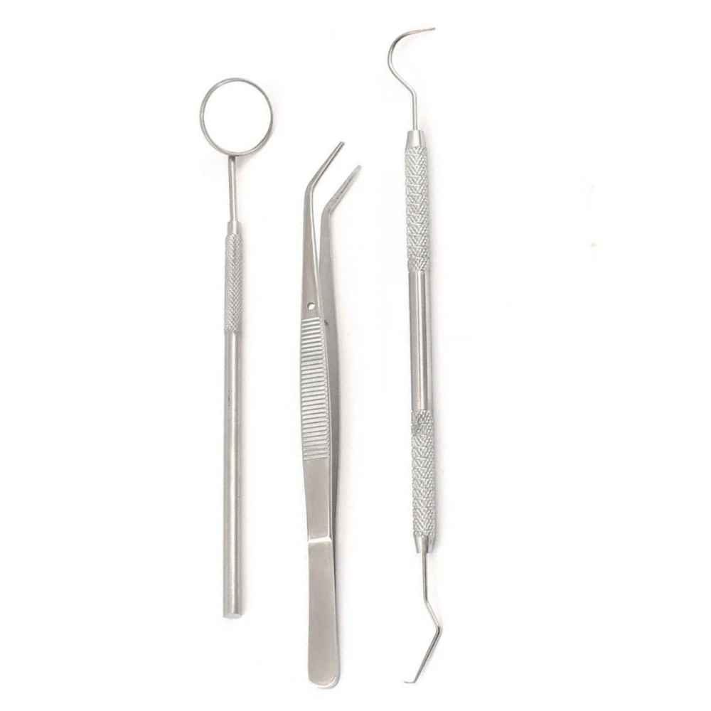 DENTAL EXPLORER PROBE+DENTAL MOUTH MIRROR+COLLEGE COTTON TWEEZER 4 PIECES BASIC DENTAL SETS      MGI-60