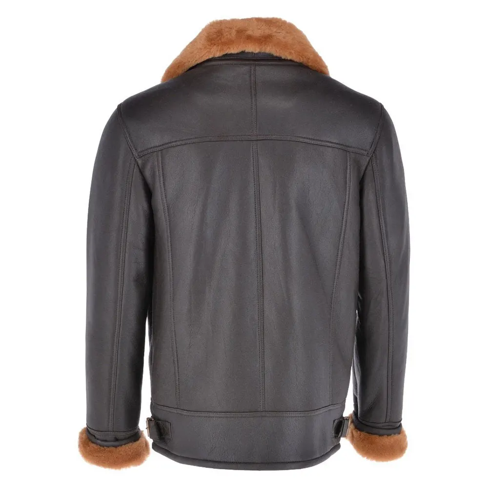 Мужская зимняя куртка F2 из коричневой кожи с меховой овчиной/куртка из натуральной кожи с мехом овчины/Новейшая Стильная мужская куртка