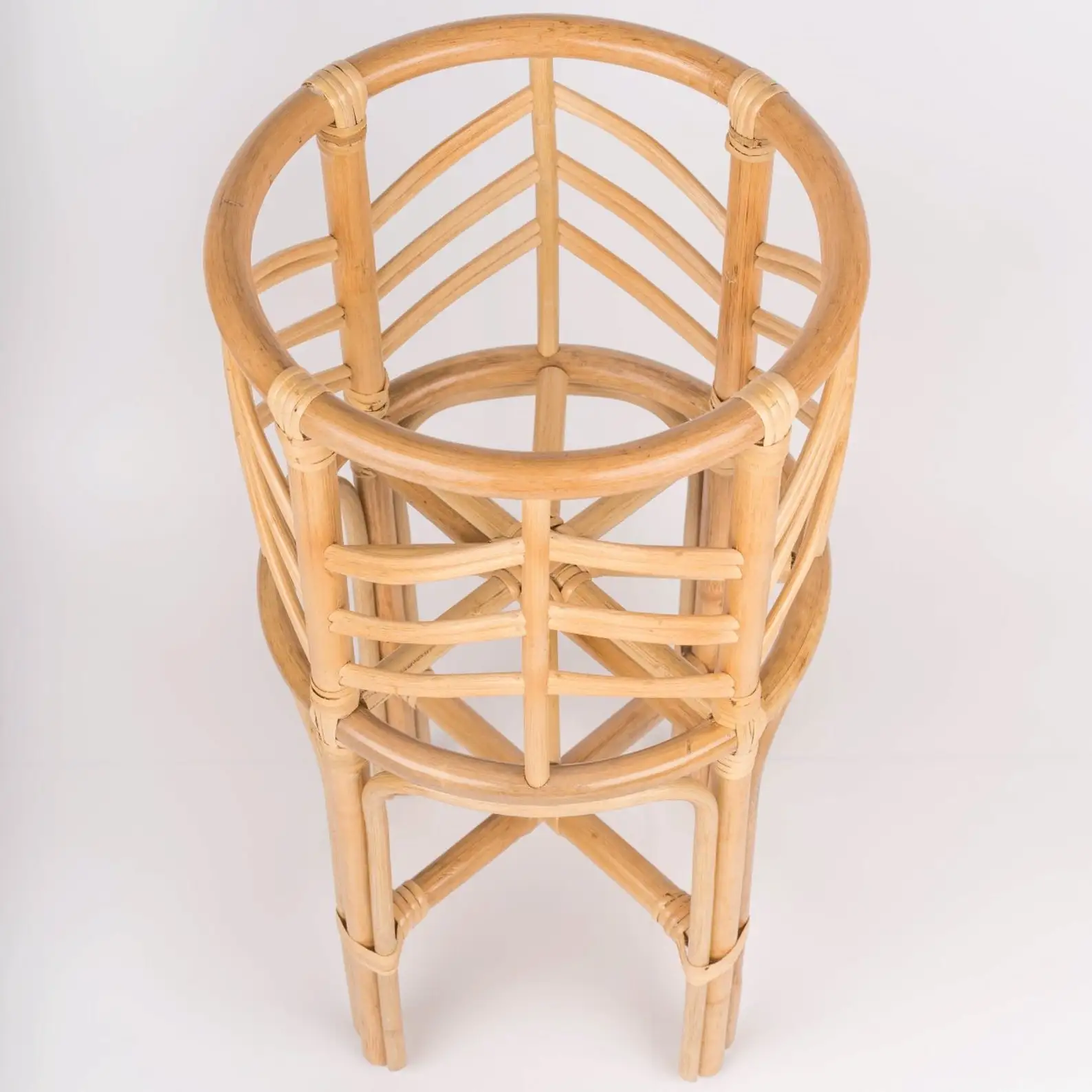 Round cylinder handmade 2 tiers rattan wholesale plant pots sustainable rattan pots for plants large
