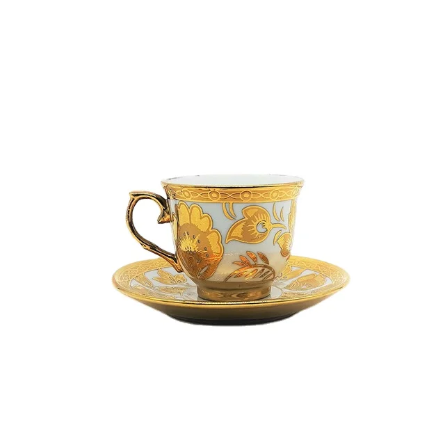 
90cc ceramic tea set golden porcelain cup and saucer 