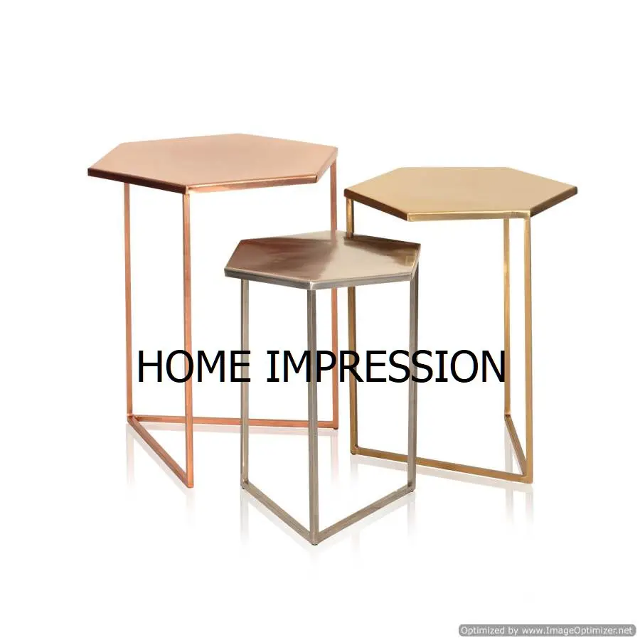 Wooden Top Moroccan Metal Nesting Designer Side Tables Black Stand Wooden Base Nesting Table