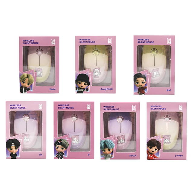 BTS Tiny Tan Bangtan Magic Door Wireless Silent Mouse, All Seven BTS Members in Their Own Cute Design