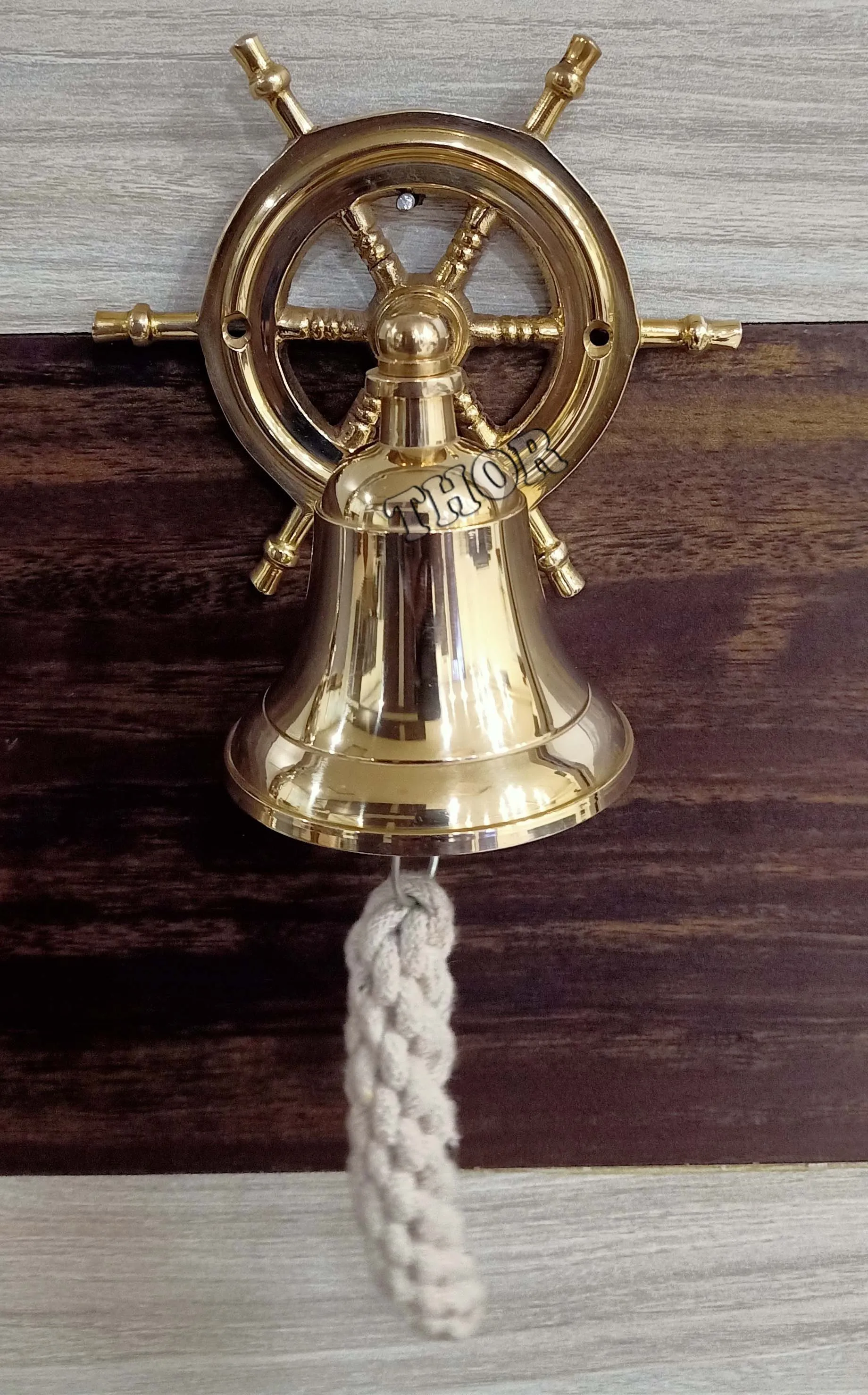 Настенный колокольчик латунный полированный наконечник для ужина комнатный/уличный морской монтажная фурнитура кронштейн корабля лодки Морской Декор