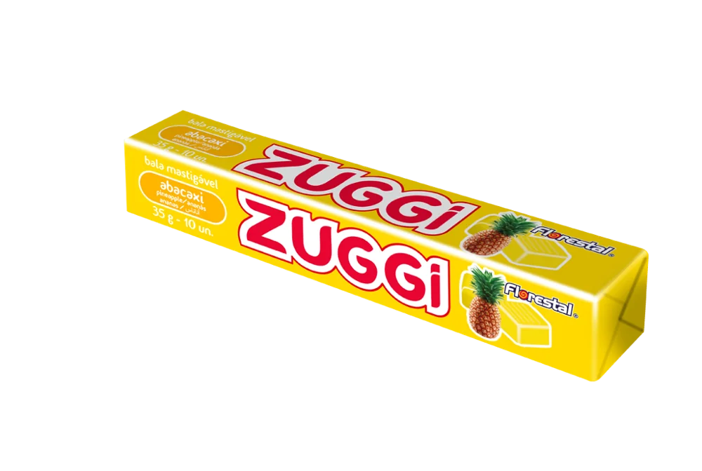 80656 - Zuggi Strawberry, Grape, Peach, Pineaple Chew Candy Soft Drops Candy 35g 24x12un