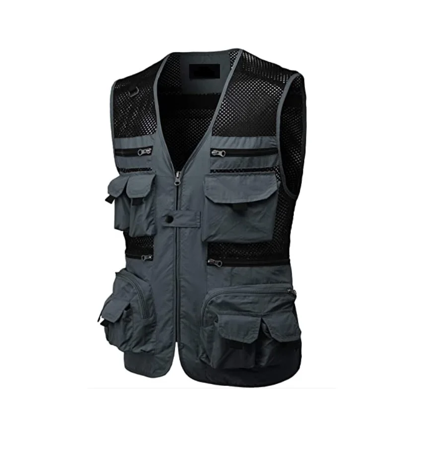 Mens Premium Casual Active Cargo Camping Vests Multi-Pocket