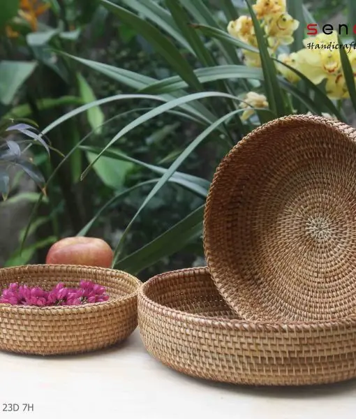 Vietnam Wholesale Insulated Luxury Woven Rattan Willow Round Wicker Picnic Basket