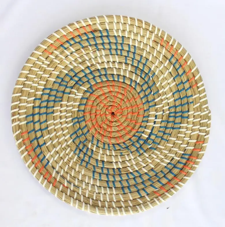 Decorative Hanging Wall Seagrass Plate/ Hand Weaving Wall Basket Hanging Decoration