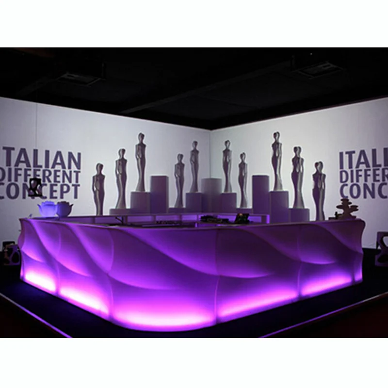 Hot sale popular led furniture plastic illuminated glow luminous lighting portable bar counter