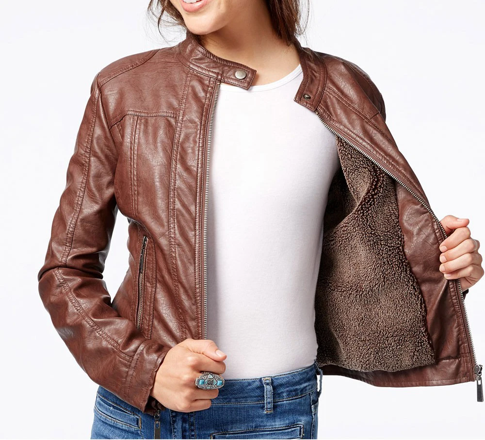 Custom Made Black Women fashion leather jacket ladies Faux Leather Motor Biker Short Coat PU Jacket for girls